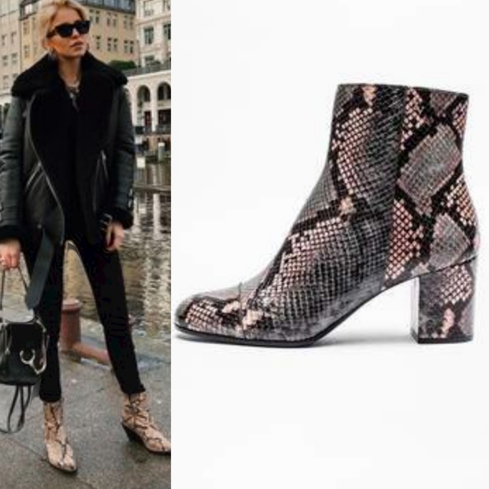Zadig & Voltaire leather luxury python bohemian bootie 38 8.made in italy